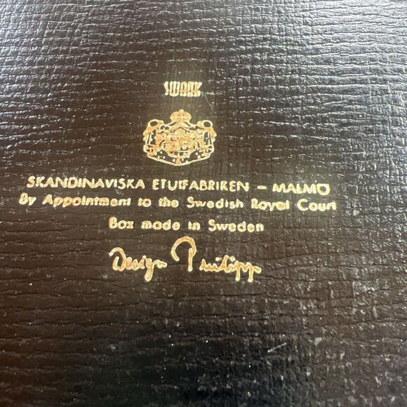 Vintage Men's Jewelry Box Swank "Designer Philippe" Black Leatherette Sweden - Picture 10 of 12